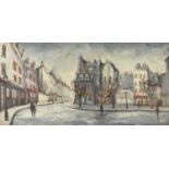 Aquilar 1963 - Street scene, Impressionist oil on board, framed, 100cm x 49.5cm :For Further