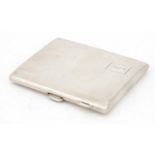 George V rectangular silver cigarette case with engine turned decoration, by Mayes Mills & Co,