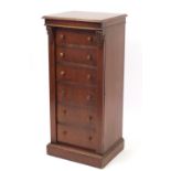 Mahogany Wellington chest fitted with six drawers, 107.5cm H x 48cm W x 42cm D :For Further