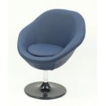 Contemporary swivel lounge chair with blue faux leather upholstery, 90cm high :For Further Condition