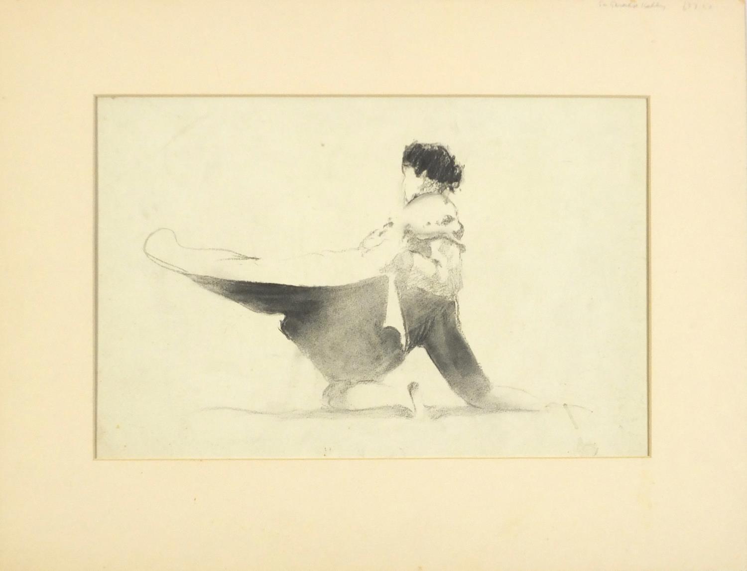 Attributed to Sir Gerald Festus Kelly - Man wearing a cape, chalk on paper, inscribed Sir Gerald - Image 2 of 4