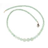 Chinese graduated green jade bead necklace, 40cm in length, 19.0g :For Further Condition Reports