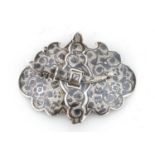 Russian Silver niello work buckle, indistinct kokoshnik mark, 6.7cm wide, 24.0g :For Further