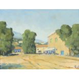 Gordon Gash 1986 - Crete village scene, oil on board, details verso, framed, 23.5cm x 18.5cm :For