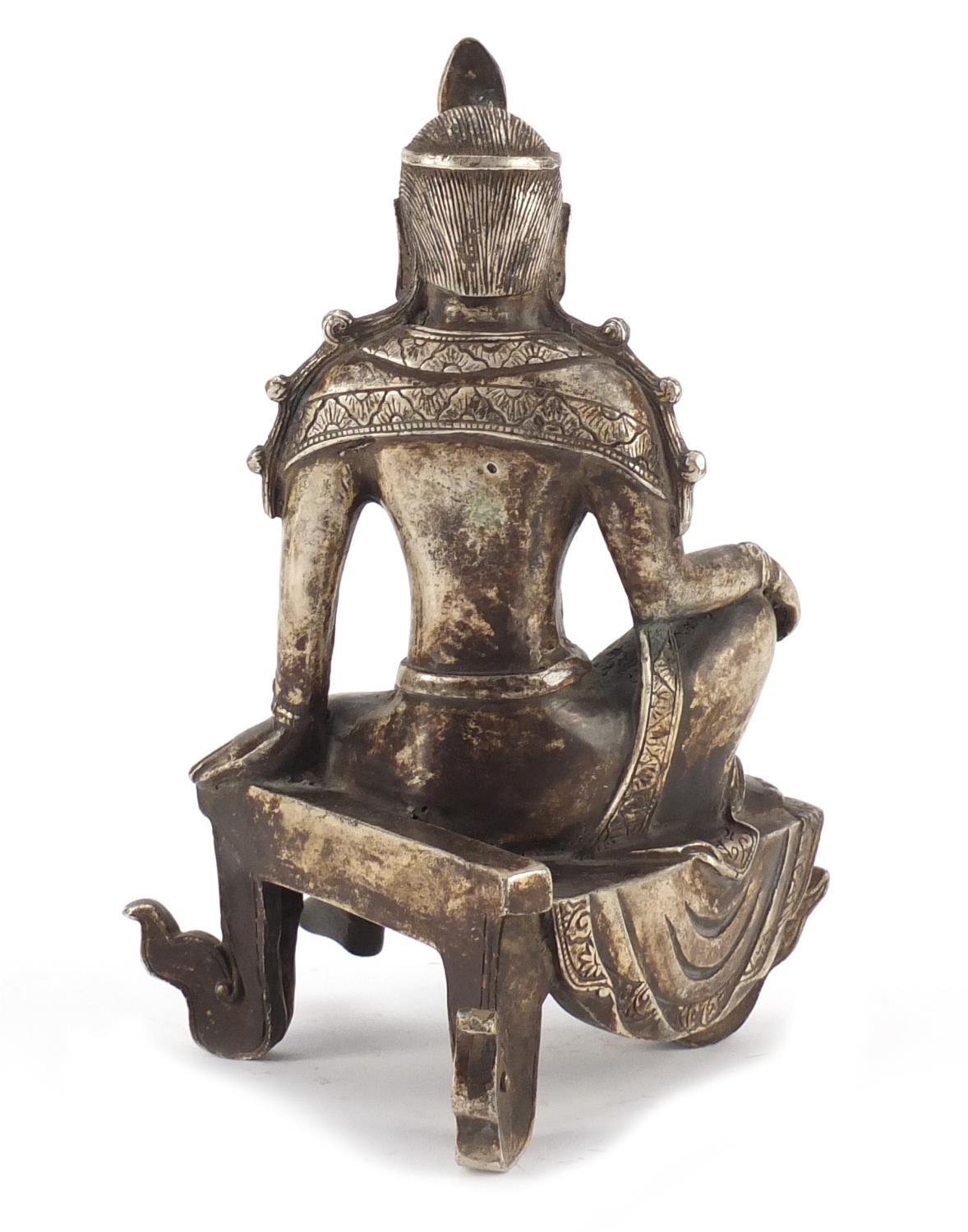 Chinese silver coloured metal figure of a deity, 23.5cm high :For Further Condition Reports Please - Image 4 of 7