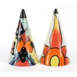Two Lorna Bailey conical sifters hand painted with butterflies and flowers, one limited edition 46/