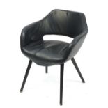 Scandinavian design chair with black faux leather upholstery, 73cm high :For Further Condition