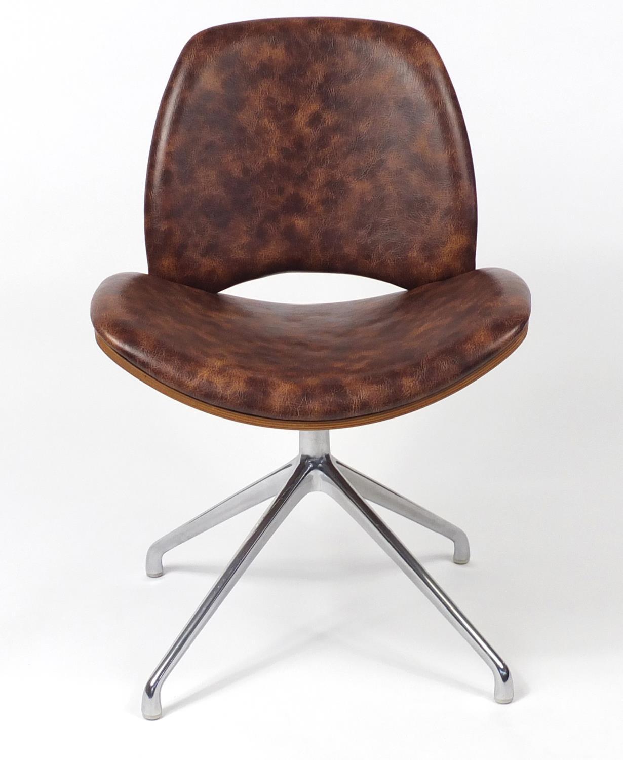 Contemporary Frovi Era swivel chair with leather upholstery, 81cm high :For Further Condition - Image 2 of 5