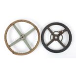 Two vintage car steering wheels, the larger 46cm diameter :For Further Condition Reports Please
