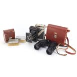 Jiffy Kodak camera, pair of Ross binoculars and pair of clothes brushes :For Further Condition