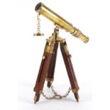 Naval interest brass table telescope with stand, approximately 30cm high :For Further Condition