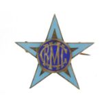 Masonic interest silver and blue enamel star brooch awarded to Dolune Isla Martin housed in a H T