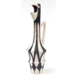 Contemporary hand painted pottery pitcher in the form of a bird, 56.5cm high :For Further
