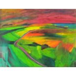 Roy Goodman - abstract composition landscape, oil, mounted and framed, 50.5cm x 39cm :For Further