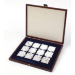 Twelve one Deutsche Silberunze proof coins housed in a fitted case :For Further Condition Reports