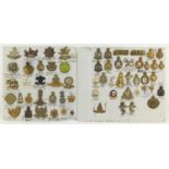 British military World War I and later cap badges and collar badges including Yorkshire Hussars,