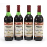 Four bottles of 1976 Bodegas Bilbainas Vina Zaco Reserva Rioja red wine :For Further Condition