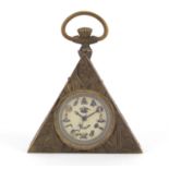 Masonic interest triangular pocket watch, 7cm high :For Further Condition Reports Please Visit Our