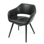 Scandinavian design chair with black faux leather upholstery, 73cm high :For Further Condition