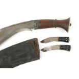 Gurka's Kukri knife with leather sheath, 42cm in length :For Further Condition Reports Please