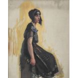 Portrait of a 1930's female, American school oil on canvas board, framed, 49.5cm x 39cm :For Further
