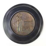 Military interest bronzed plaque, 13cm in diameter :For Further Condition Reports Please Visit Our