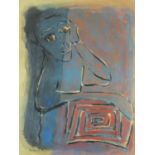 Manner of Ben Shahn - Abstract composition, American school oil on board, framed, 61cm x 46cm :For