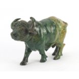 Chinese malachite carving of a water buffalo, 25cm in length :For Further Condition Reports Please