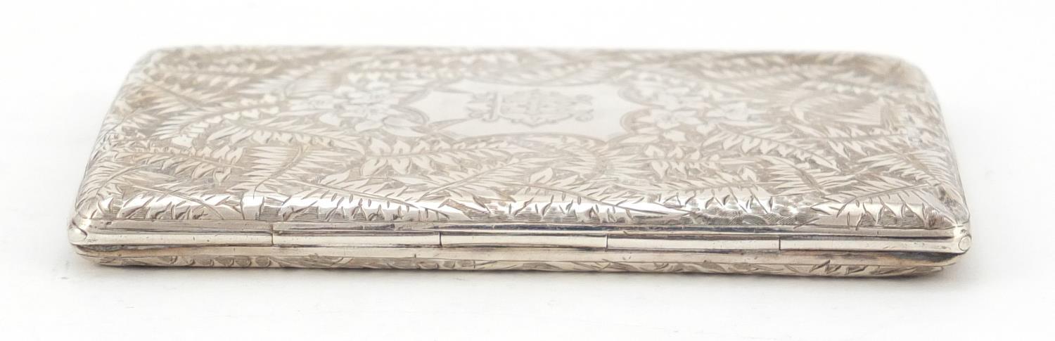 Victorian silver concertina card case, by Hilliard & Thomason, engraved and embossed with ferns, - Image 4 of 8