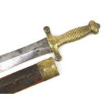 French Civil war 1832 foot artillery sword with scabbard by Thiebatt numbered 657 and 449, 65cm in