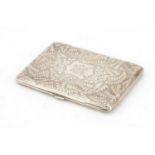 Victorian silver concertina card case, by Hilliard & Thomason, engraved and embossed with ferns,