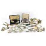 Mostly silver plate and stainless steel cutlery including two boxed sets :For Further Condition