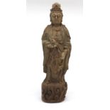 Large carved wood study of a deity, 56cm high :For Further Condition Reports Please Visit Our