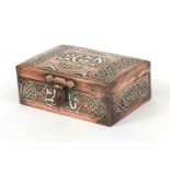 Islamic cairoware copper box with silver foliate inlay, 13cm Hx 8cm W x 5cm D :For Further Condition