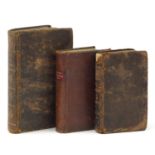Three antique leather bound books comprising Life of Franklin, Spectator and Milton's Paradise