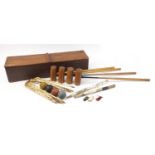 Vintage croquet set with mahogany case, the case 103.5cm wide :For Further Condition Reports