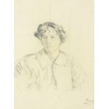 Hugh Paton 1914 - Female in an interior, pencil on paper, inscribed verso, mounted, framed and