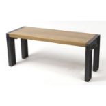 Industrial design light ash and iron bench / coffee table, 45cm H x 110cm W x 40cm D :For Further