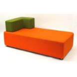 Contemporary French modular settee by Steelcase, 74cm H x 168cm W x 84cm D :For Further Condition