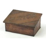 Arts & Crafts copper slipper box, 19cm H x 39cm W x 27.5cm :For Further Condition Reports Please