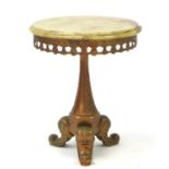 Ornate gilt metal and onyx occasional table, 42.5cm high x 35cm in diameter :For Further Condition