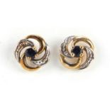Pair of 9ct gold sapphire and diamond earrings, 8mm in diameter, 1.0g :For Further Condition Reports