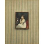 Portrait of Queen Caroline of England, Francis Villiers Huet Painting portrait, coloured print,