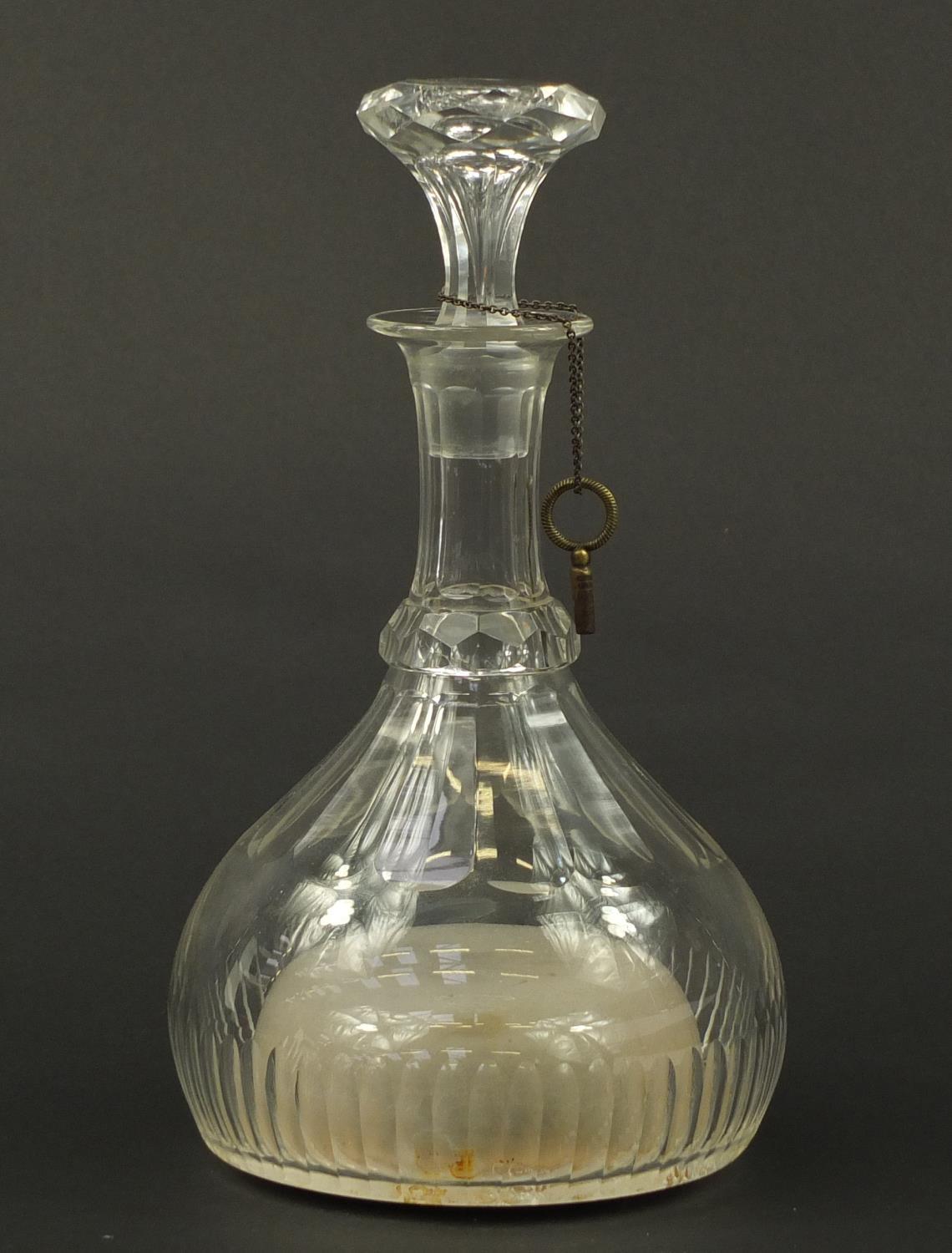 Victorian cut glass musical decanter with swiss music box playing two tunes, 30cm high :For - Image 6 of 7