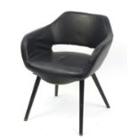 Scandinavian design chair with black faux leather upholstery, 73cm high :For Further Condition