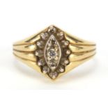 10ct gold diamond cluster ring, size Q, 2.4g :For Further Condition Reports Please Visit Our