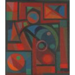 Manner of Auguste Herbin - Abstract composition, oil on board, details verso, mounted and framed,