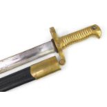 US military interest sabre bayonet with scabbard, 66.5cm in length :For Further Condition Reports