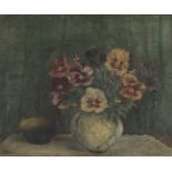 A V Stovin - Still life flowers in a vase, oil on board dated 28th July, framed, 37cm x 31cm :For