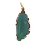 9ct gold opal pendant, 3.5cm in length, 5.8g :For Further Condition Reports Please Visit Our